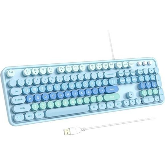 Large Print USB Wired Keyboard with Numeric Keypad Retro Keys for PC Laptop - Picture 8 of 8